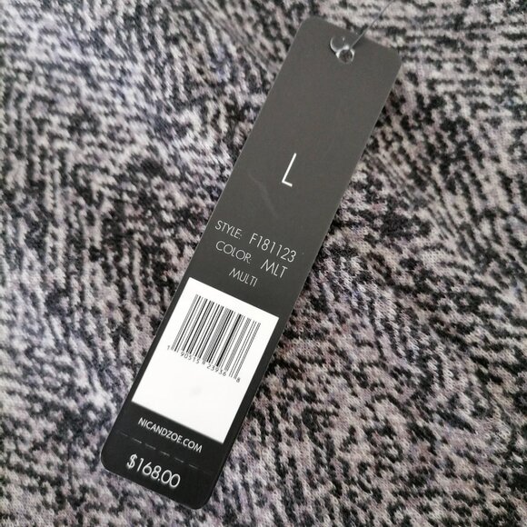 NWT Nic+Zoe Womens Dark Gray Open Front Jetset Herringbone Jacket Size Large - Picture 7 of 7